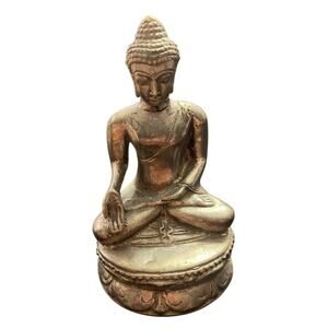VTG Solid Bronze Carved Tibet Buddha Shakyamuni Amitabha Sculpture 4.75" X 3"